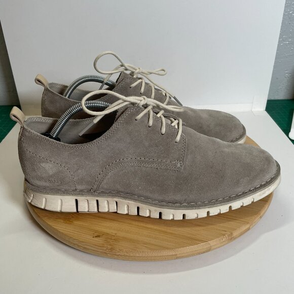 Cole Haan Men 10.5 Gray Beige ZeroGrand Oxford C31256 Suede Leather Lightweight - Picture 4 of 9